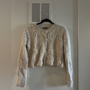 Zara Beige Fuzzy Cardigan
